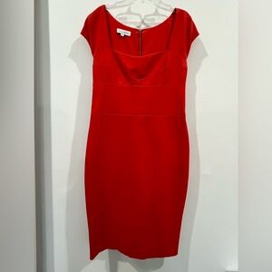 Narciso Rodriguez Orange Cap-Sleeve Midi Sheath Dress